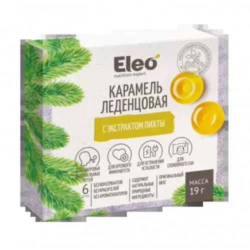 Леденцы карамель с экстрактом пихты (блистер) 19 г | Eleo Леденцы карамель с экстрактом пихты (блистер) 19 г | Eleo