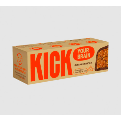 Батончик "KICK brain" финик-ириска в шоколаде 45г Батончик "KICK brain" финик-ириска в шоколаде 45г