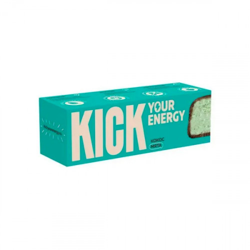 Батончик "KICK energy" кокос с эфирным маслом мяты 45г Батончик "KICK energy" кокос с эфирным маслом мяты 45г