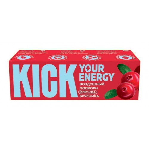 Батончик "KICK energy" рис. шарики, клюква, брусника 35г Батончик "KICK energy" рис. шарики, клюква, брусника 35г