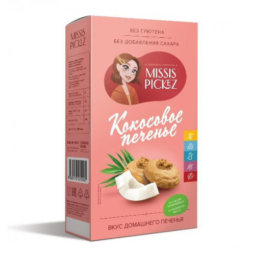 Печенье кокосовое без сахара и глютена Missis Pickez 100г Печенье кокосовое без сахара и глютена Missis Pickez 100г