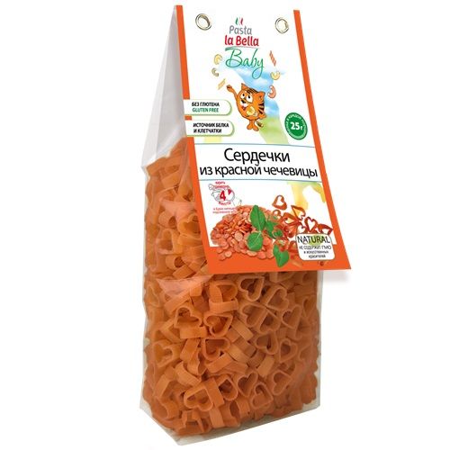 Макароны Сердечки из красной чечевицы 250г Макароны Сердечки из красной чечевицы 250г