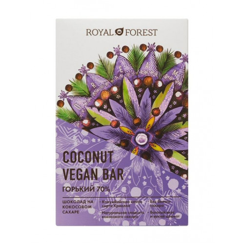 Шоколад кокосовый Горький 70% Vegan 50 г | Royal forest