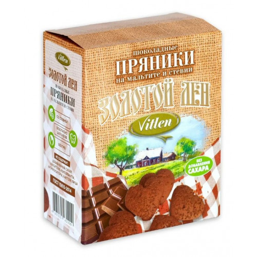 Пряники шоколадные на мальтите и стевии Vitlen 200г Пряники шоколадные на мальтите и стевии Vitlen 200г
