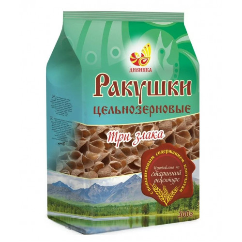 Макароны 3 злака “Ракушки” п/п 350 г | Дивинка