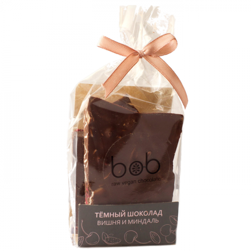 Веганский тёмный шоколад «Вишня и Миндаль» Bob Chocolate 100 г