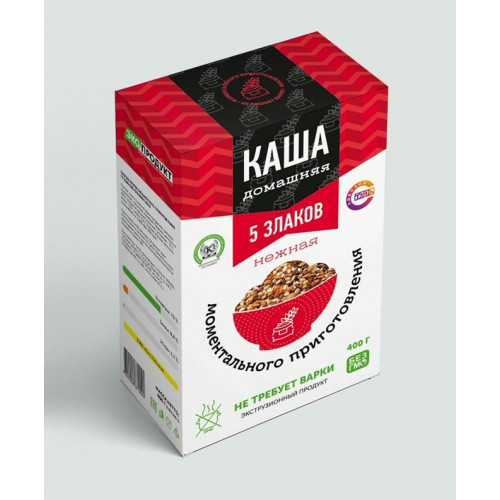 Каша домашняя нежная “5 злаков” быстрого приготовления 400 г | Эко продукт