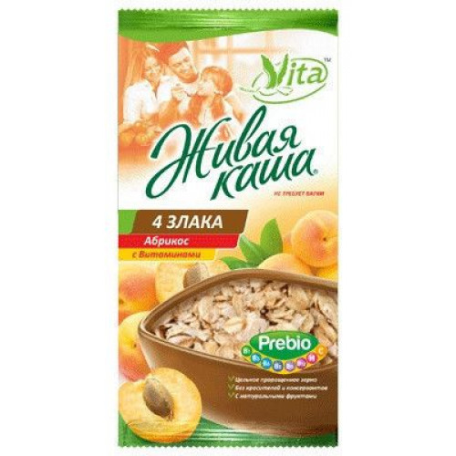 Каша живая "Vita" "4 злака" с абрикосом 210г Каша живая "Vita" "4 злака" с абрикосом 210г