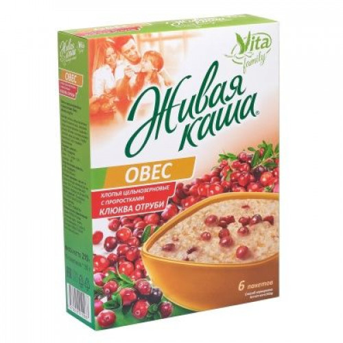 Каша овсяная "Vita" ц/з овёс отруби с клюквой 6порций, 210г Каша овсяная "Vita" ц/з овёс отруби с клюквой 6порций, 210г