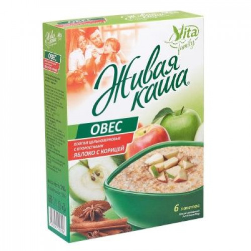 Каша овсяная "Vita" ц/з овёс яблоко с корицей 210г