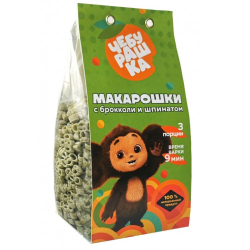 Макарошки детские "Чебурашка" Брокколи и шпинат 250г