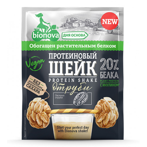 Протеиновый шейк "Bionova" с отрубями, 25г. Протеиновый шейк "Bionova" с отрубями, 25г.