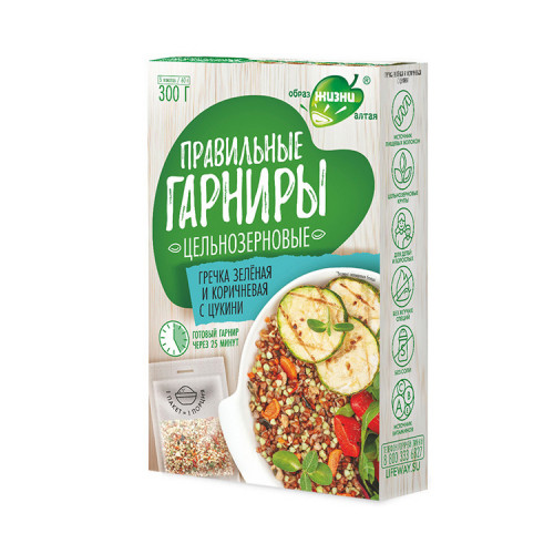 Гречка зеленая и коричневая с цукини Образ жизни, 300 г