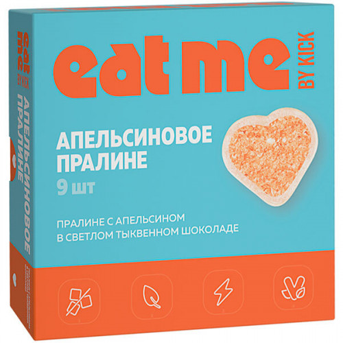 Шоколадные конфеты Апельсиновое пралине EAT ME KICK 90 г/8 шт | Шоколадные конфеты Апельсиновое пралине EAT ME KICK 90 г/8 шт |