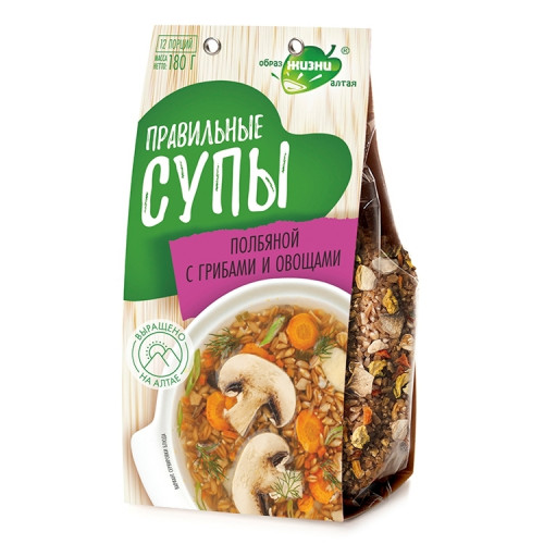 Правильные супы Полбяной с грибами и овощами 180 г Правильные супы Полбяной с грибами и овощами 180 г