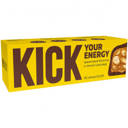 Арахисовый батончик в темном шоколаде KICK 45 г/10 шт Арахисовый батончик в темном шоколаде KICK 45 г/10 шт