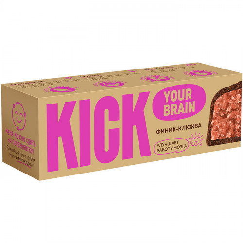 Батончик финиковый с клюквой в шоколаде KICK 45 г/10 шт Батончик финиковый с клюквой в шоколаде KICK 45 г/10 шт