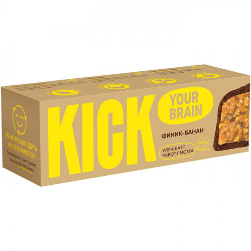Батончик финиковый с бананом в шоколаде KICK 45 г/10 шт Батончик финиковый с бананом в шоколаде KICK 45 г/10 шт