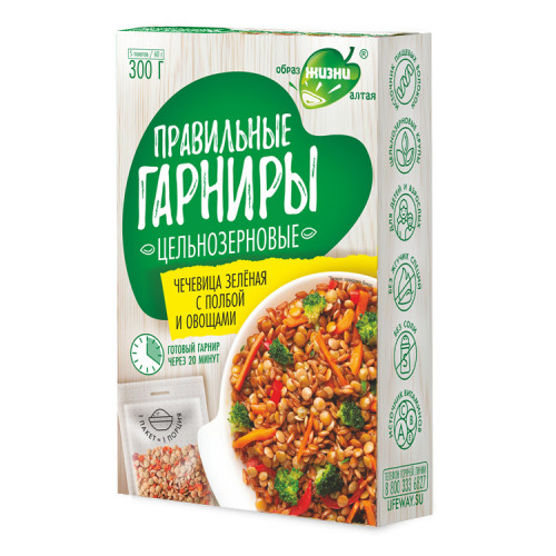 Чечевица зеленая с полбой и овощами Образ жизни, 300 г