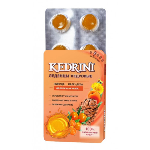 Леденцы кедровые с облепихой и курагой Kedrini 6*3,2 Леденцы кедровые с облепихой и курагой Kedrini 6*3,2