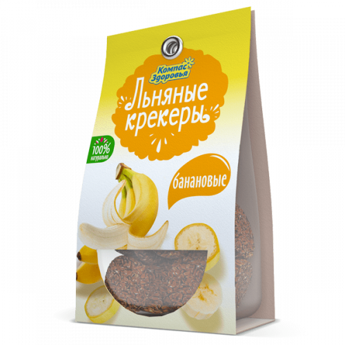 Крекеры льняные с бананом 50 г | Компас Здоровья Крекеры льняные с бананом 50 г | Компас Здоровья