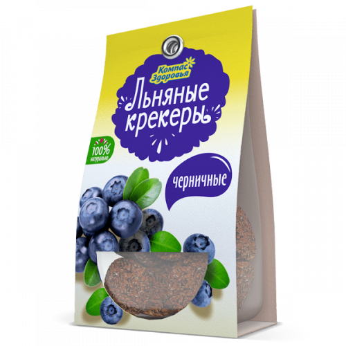 Крекеры льняные с черникой 50 г | Компас Здоровья