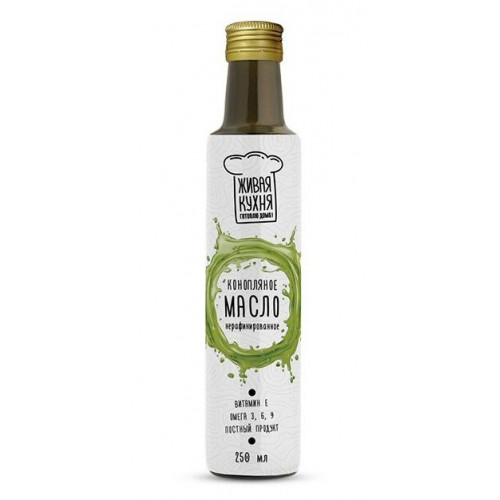 Масло конопляное нерафинированное “Живая кухня” стекло 250 мл | Компас Здоровья