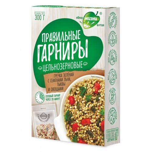 Гречка зеленая с семенами льна, тыквы и овощами Образ жизни, 300 г Гречка зеленая с семенами льна, тыквы и овощами Образ жизни, 300 г