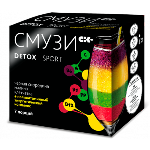 Смузи detox спорт c малиной и чёрной смородиной 7*12 г | Сибирская клетчатка