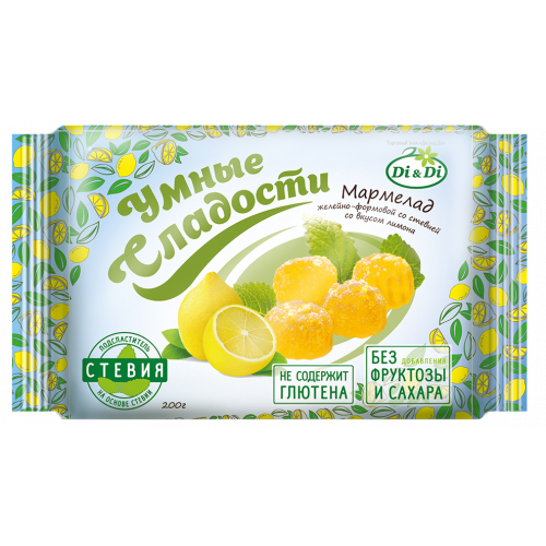 Мармелад “УмСладости” формовой на стевии со вкусом лимона 200 г | Умные сладости Мармелад “УмСладости” формовой на стевии со вкусом лимона 200 г | Умные сладости