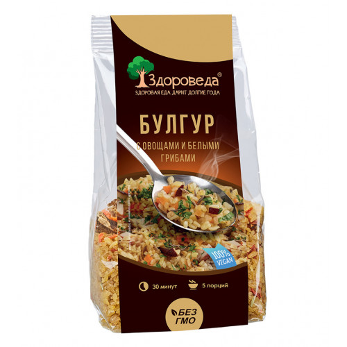 Булгур с   белыми грибами и овощами 