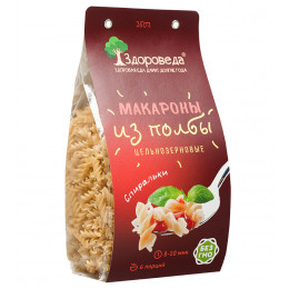 Макароны цельнозерновые из полбы "Спираль", "Здороведа", 350г. Макароны цельнозерновые из полбы "Спираль", "Здороведа", 350г.